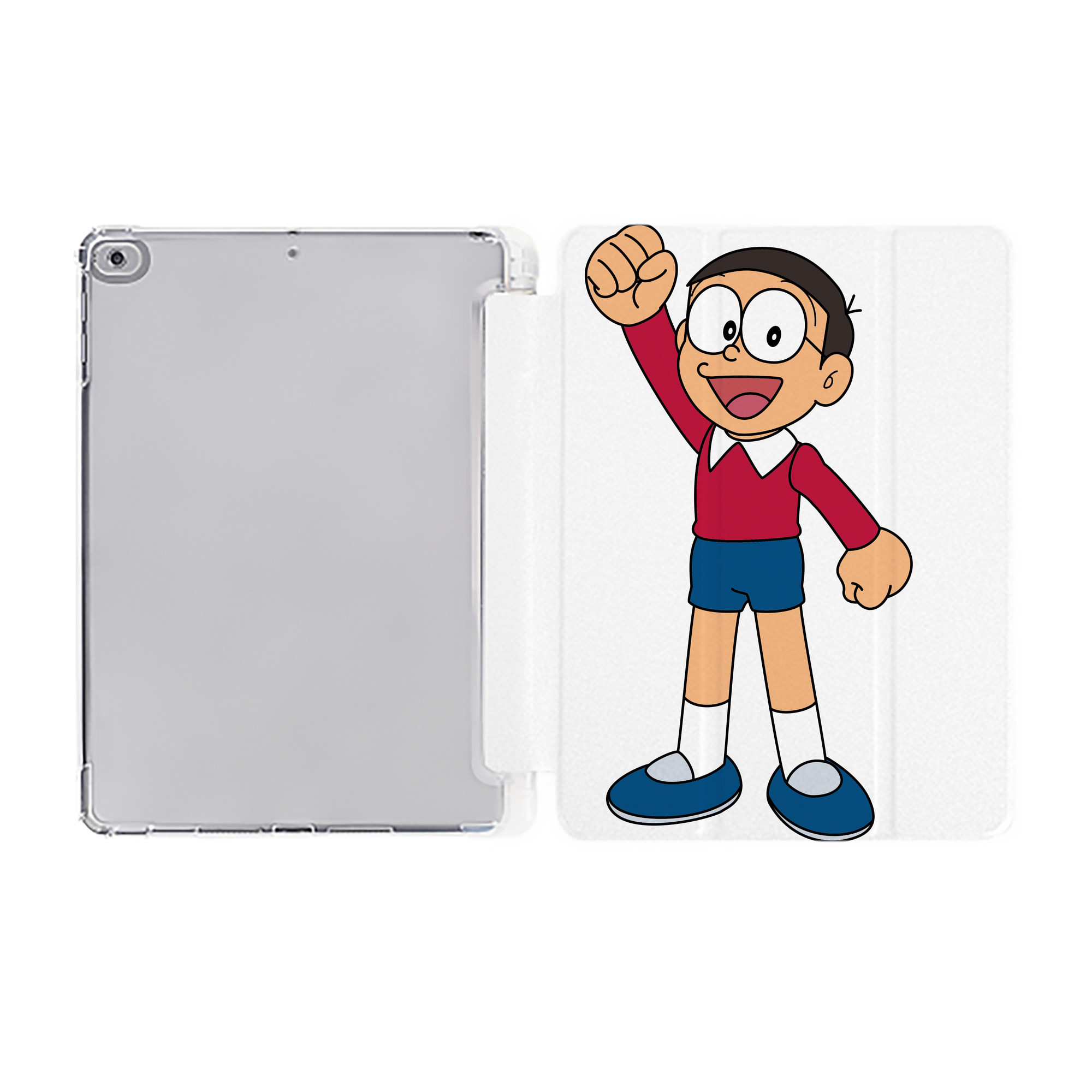 （画像用） ドラえもん 野比 のび太 Doraemon Nobita Nobi IPad ケース ペン収納付き 三つ折りスタンド PUレザー×シリコン 対応機種9.5/10.5/10.9インチ